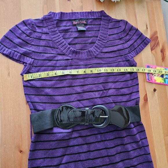 She's Cool -Women's Stripe Short Sleeve Shirt Dress Crew Neck Size L - Picture 5 of 8